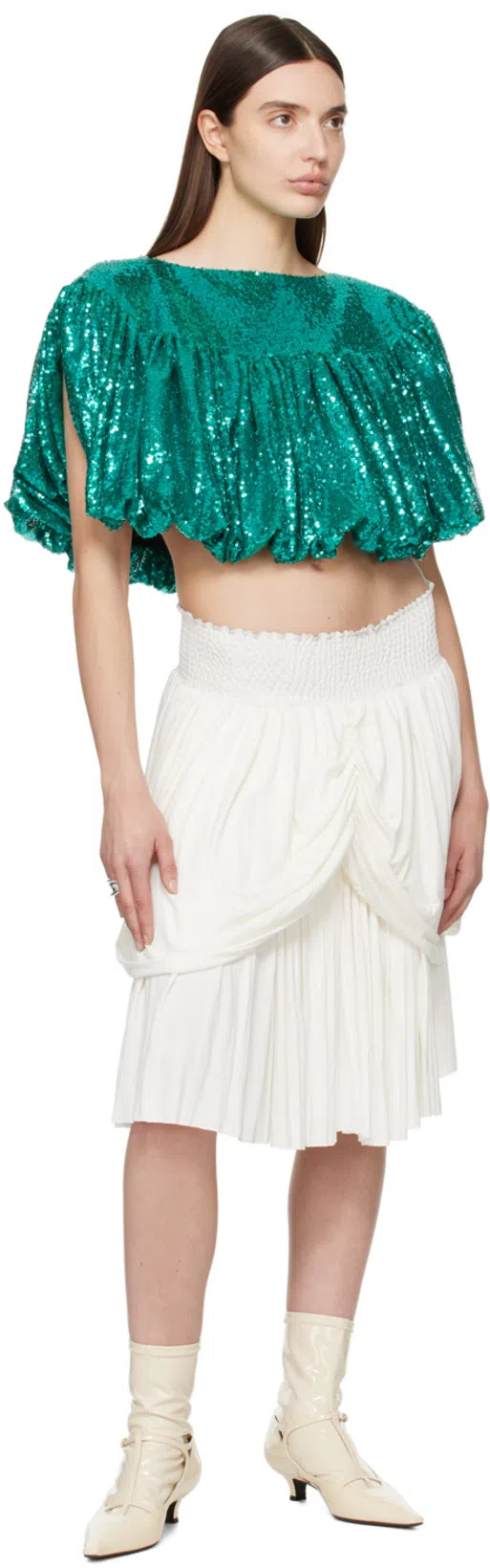 THE ROW Cyd Patent T-strap Booties In Vanilla