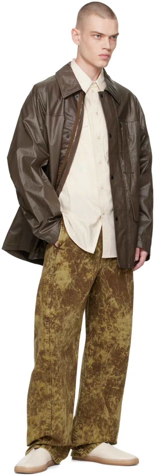 LEMAIRE White Poplin V-neck Shirt