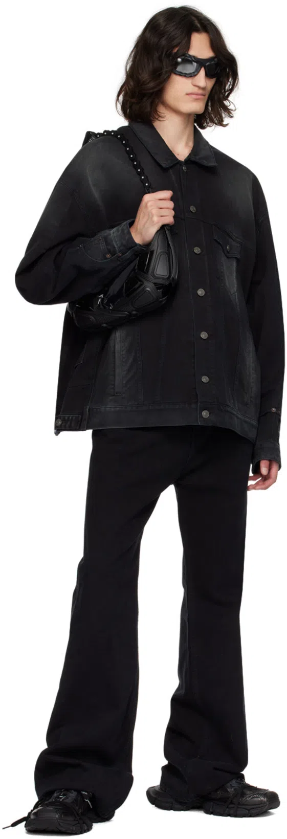 BALENCIAGA Deconstructed Denim Jacket In Black