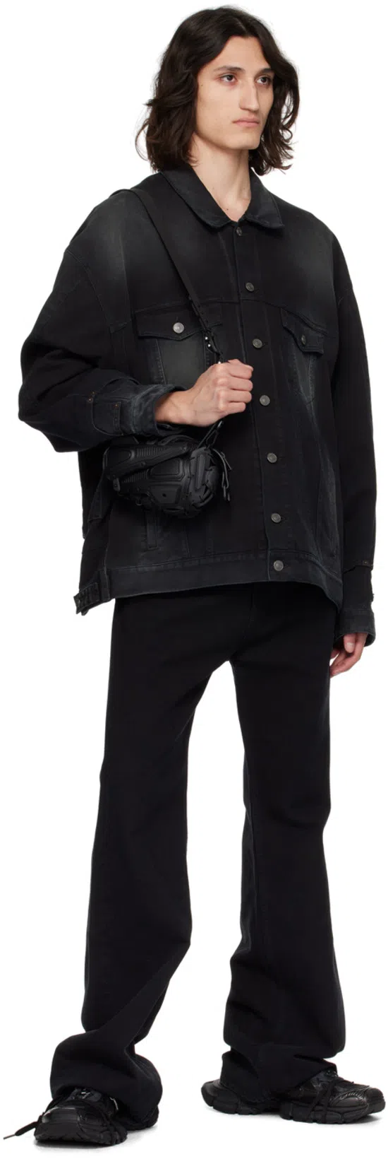 BALENCIAGA Deconstructed Denim Jacket In Black