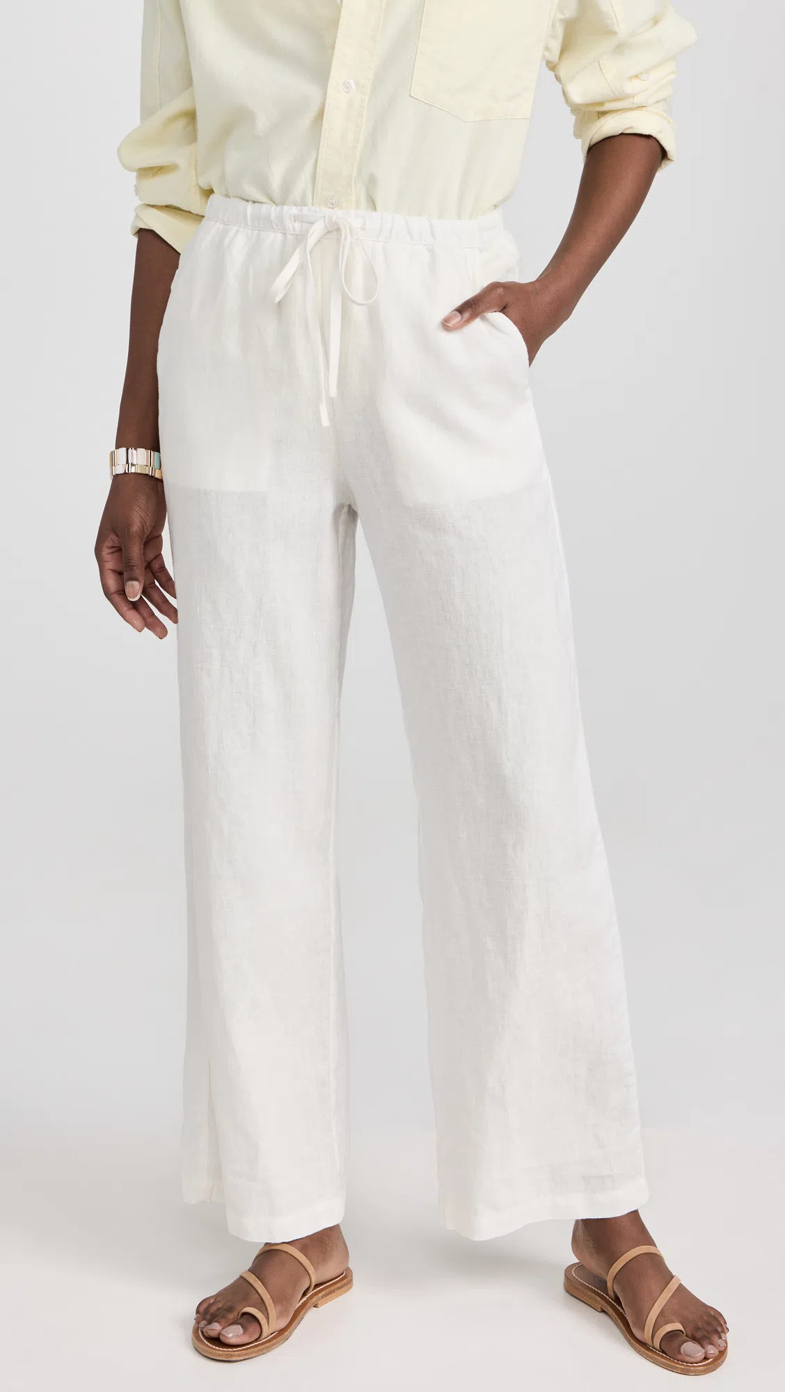 RAILS Emmie Drawstring Linen Pants In White