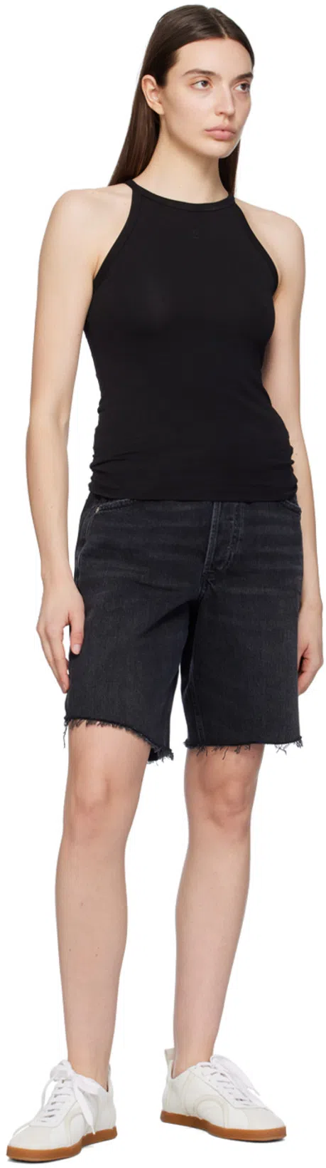 CITIZEN OF HUMANITY Brynn Drawstring Organic Cotton Denim Shorts In Black