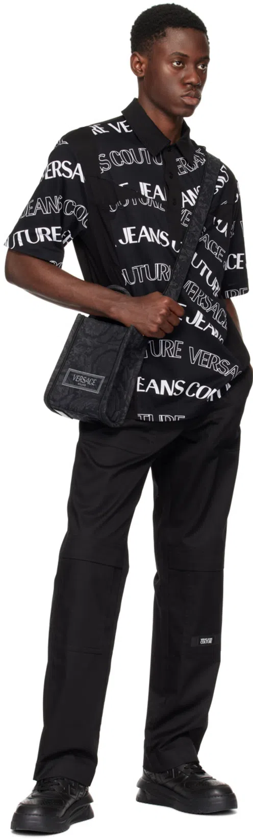 VERSACE Black Barocco Athena Mini Tote In Multicolor