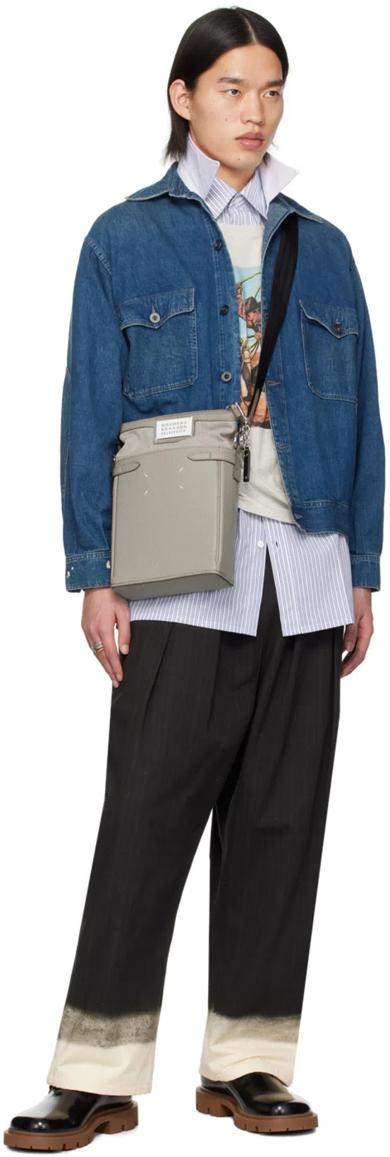 MAISON MARGIELA Leather Lace Up Derby Shoes In Black