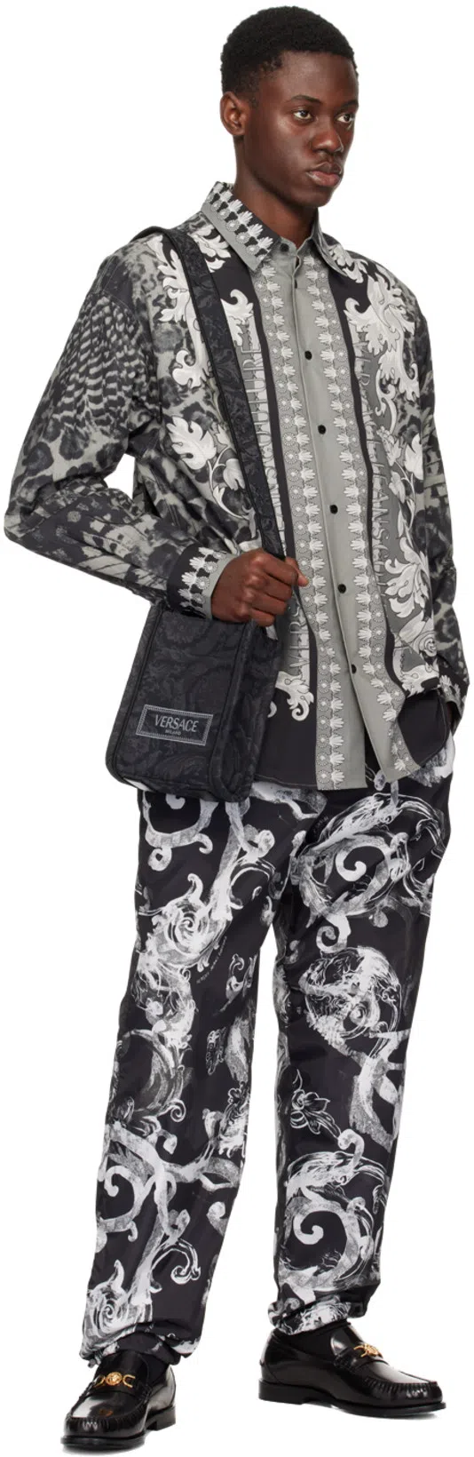 VERSACE Black Barocco Athena Mini Tote In Multicolor