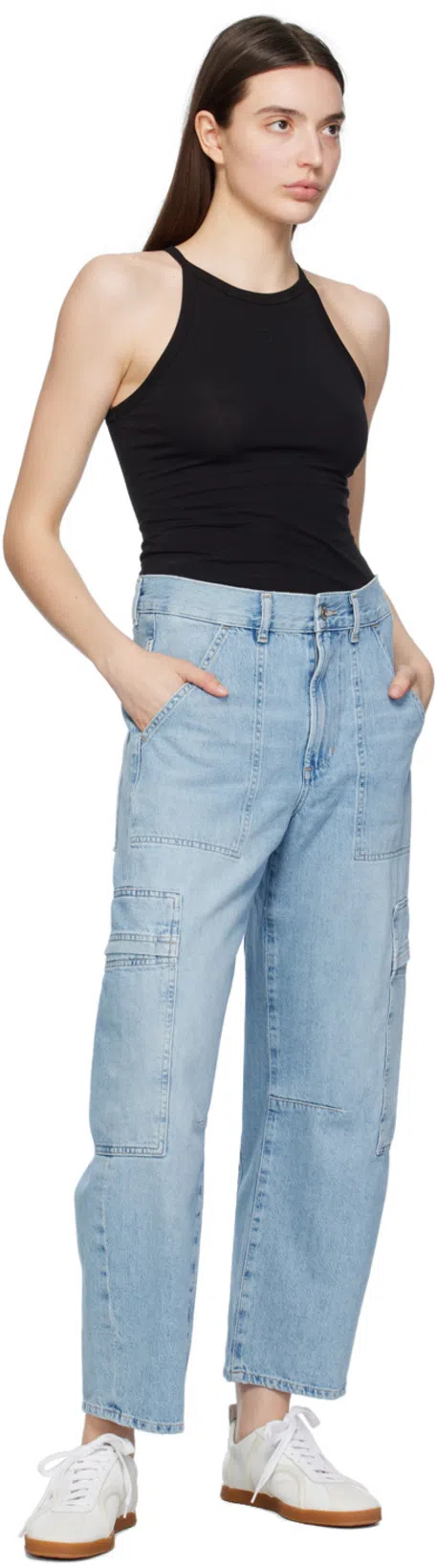 CITIZEN OF HUMANITY Marcelle Cargo Pants Cloud Nine In Blue