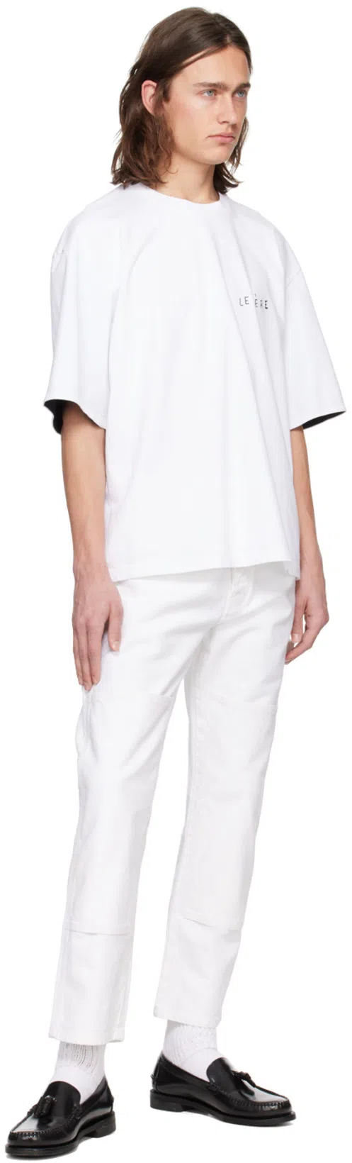 LE PERE White Paneled Trousers In Flat White