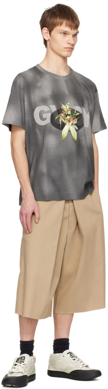 GIVENCHY Extra Wide Chino Bermuda Shorts In Canvas In Beige