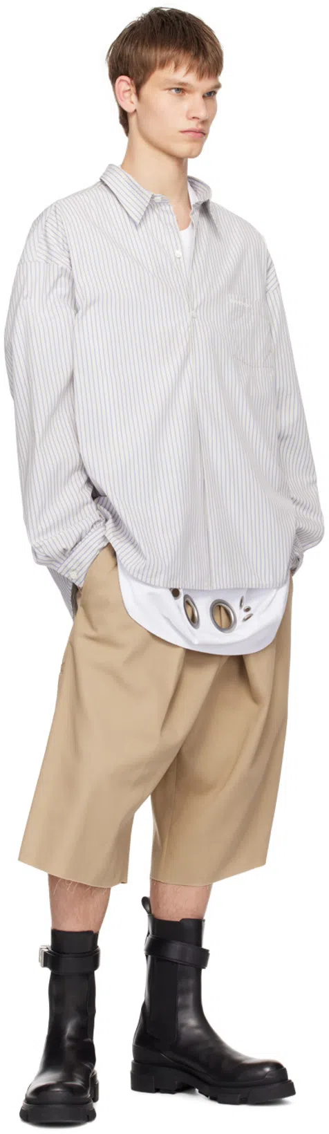 GIVENCHY Extra Wide Chino Bermuda Shorts In Canvas In Beige