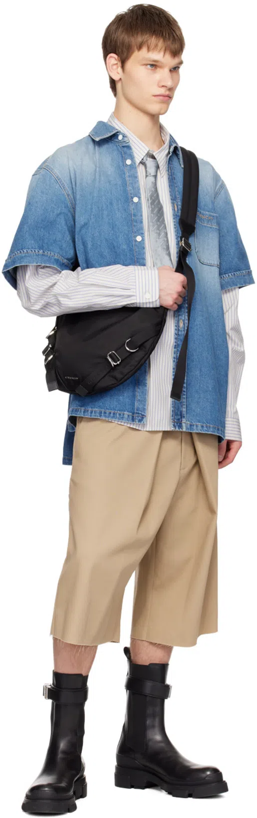 GIVENCHY Extra Wide Chino Bermuda Shorts In Canvas In Beige