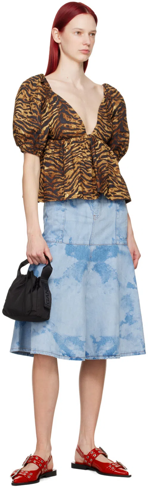 GANNI Feminine Buckle Patent Slingback Sandals In Red