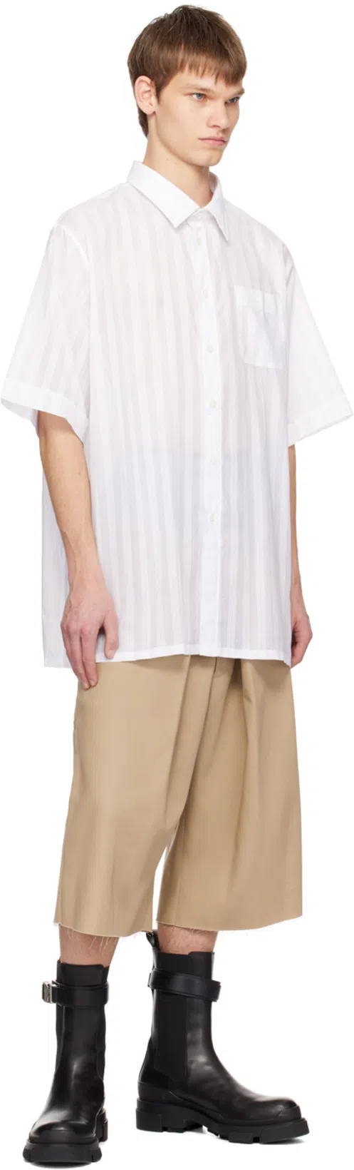 GIVENCHY Extra Wide Chino Bermuda Shorts In Canvas In Beige