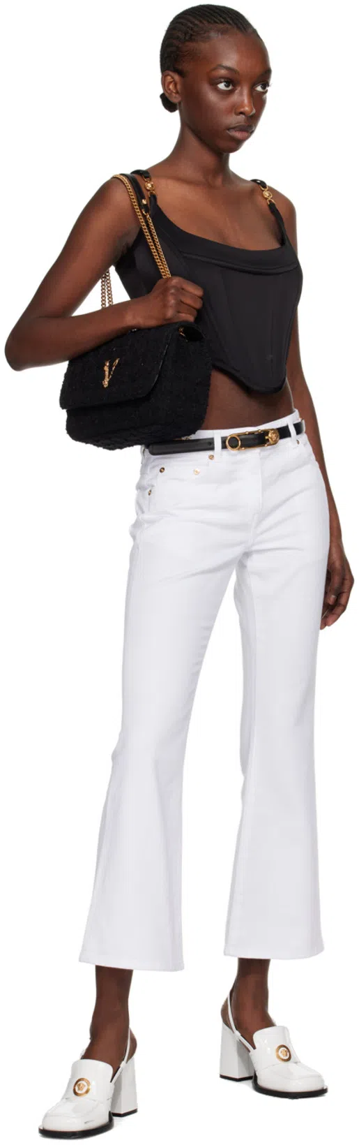 VERSACE Medusa Corset Top In Satin In Black