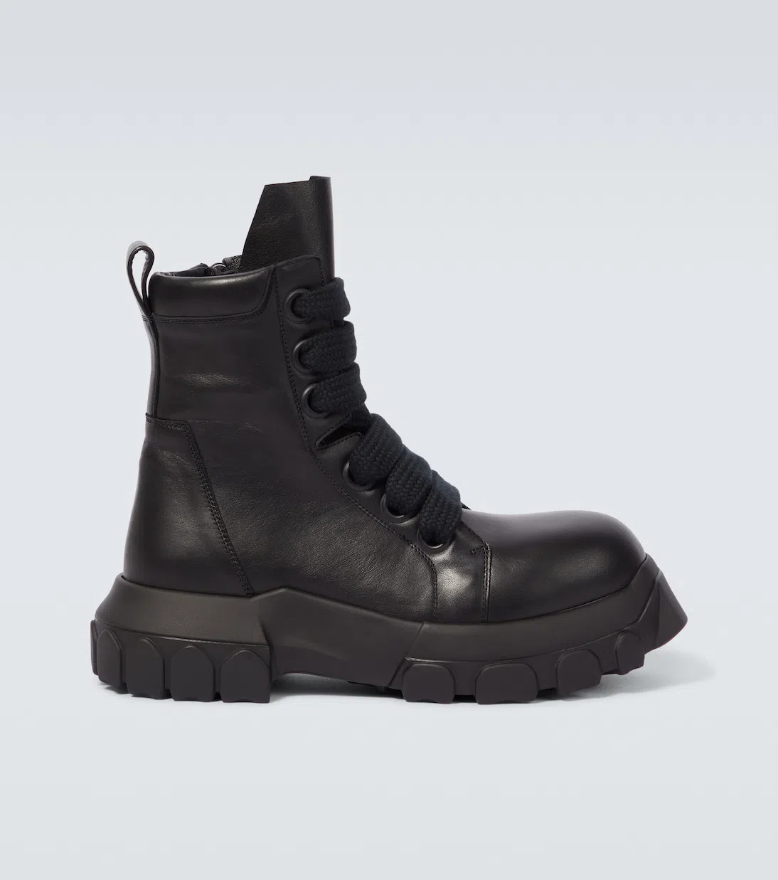 RICK OWENS Chunky Lace-up Leather Boots With Tractor Sole In Black