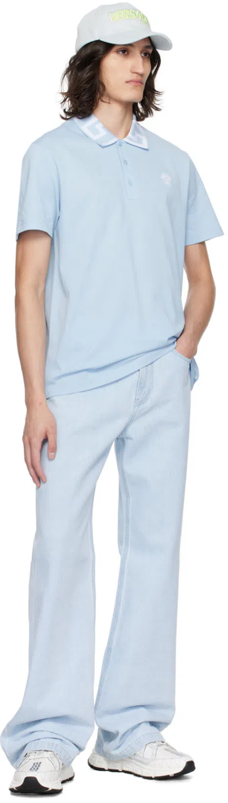 VERSACE Blue Baseball Denim Cap