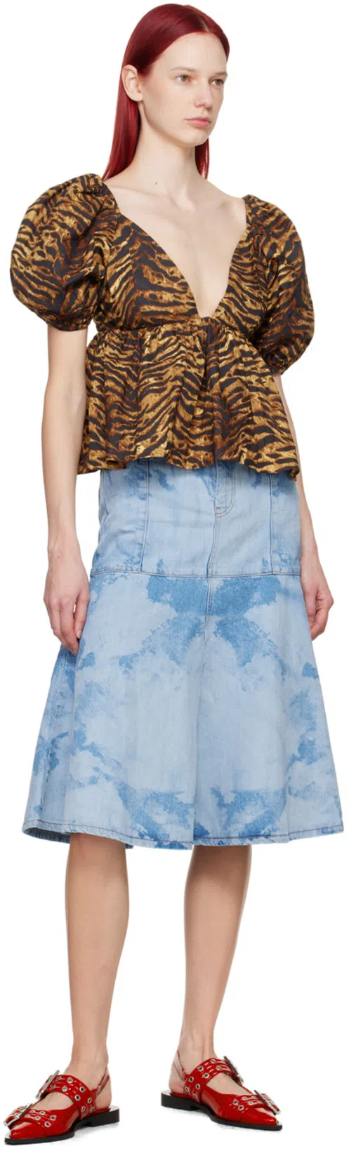 GANNI Feminine Buckle Patent Slingback Sandals In Red