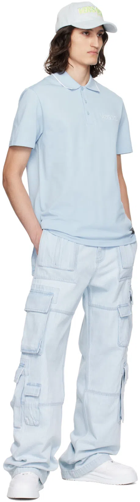 VERSACE Blue Baseball Denim Cap