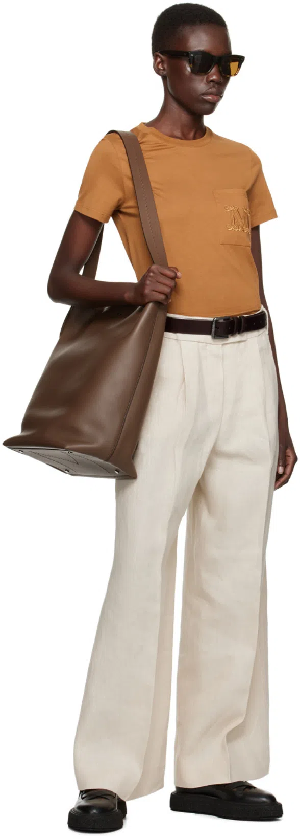 MAX MARA Papaia Cotton Crew-neck T-shirt In Brown