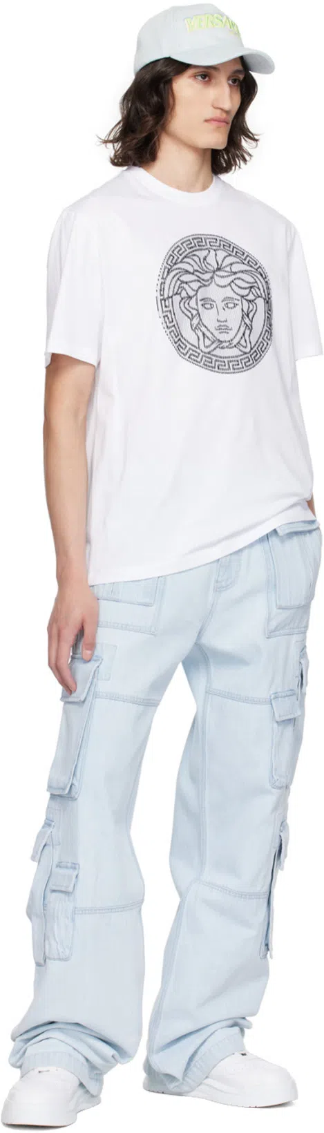 VERSACE Blue Baseball Denim Cap