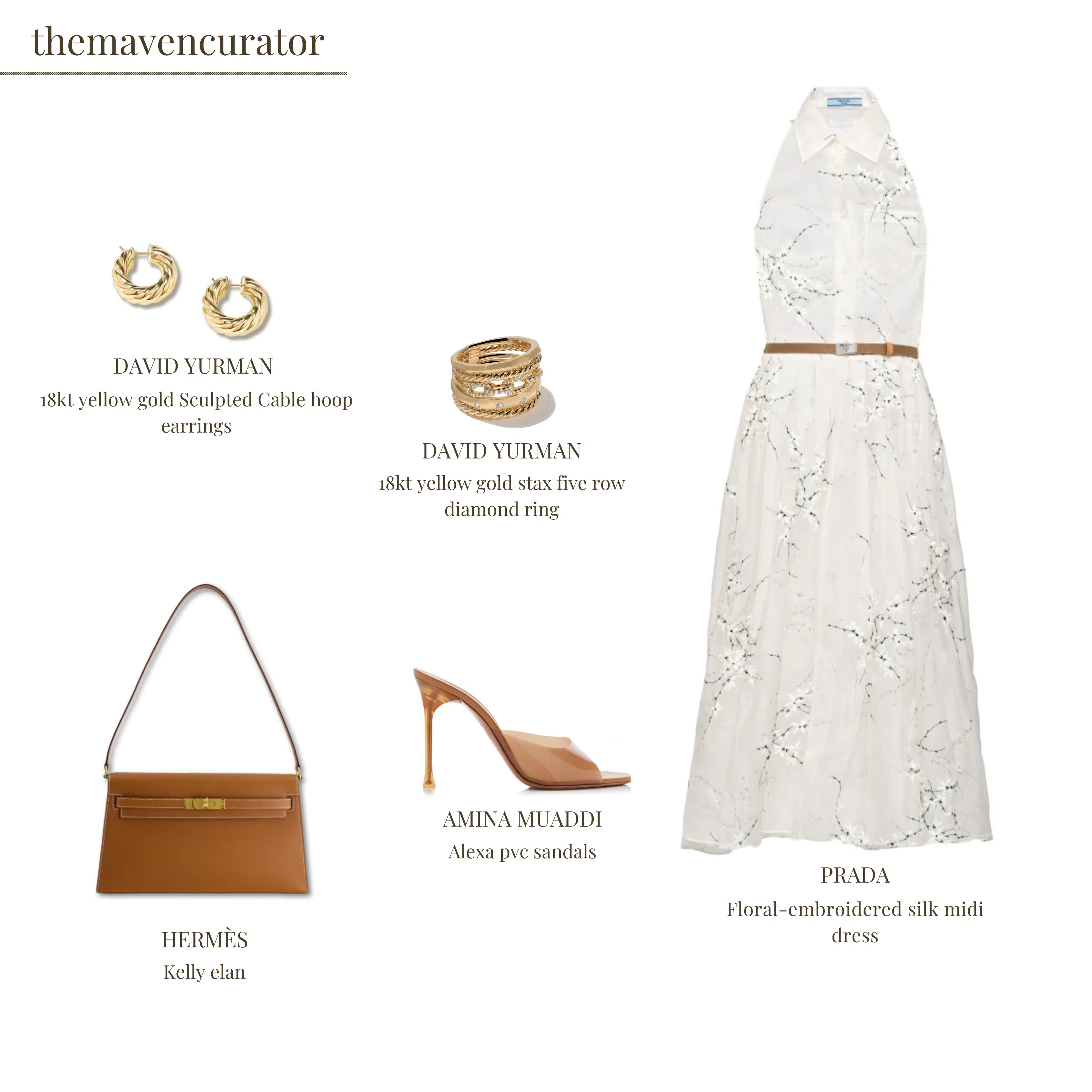 PRADA Floral Embroidered Silk Midi Dress In White