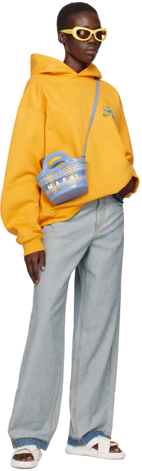 MARNI Panelled Mid-rise Wide-leg Jeans In Azure