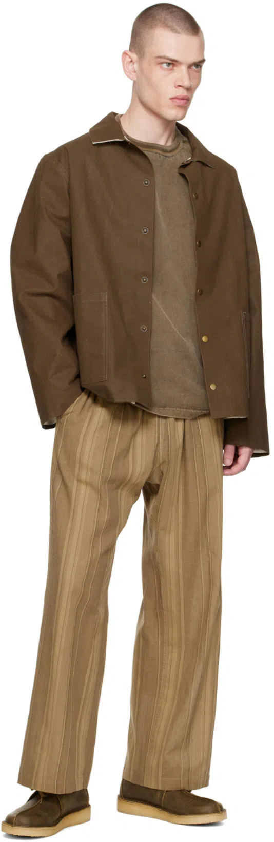 XENIA TELUNTS Brown Restful Trousers In Brown Stripe