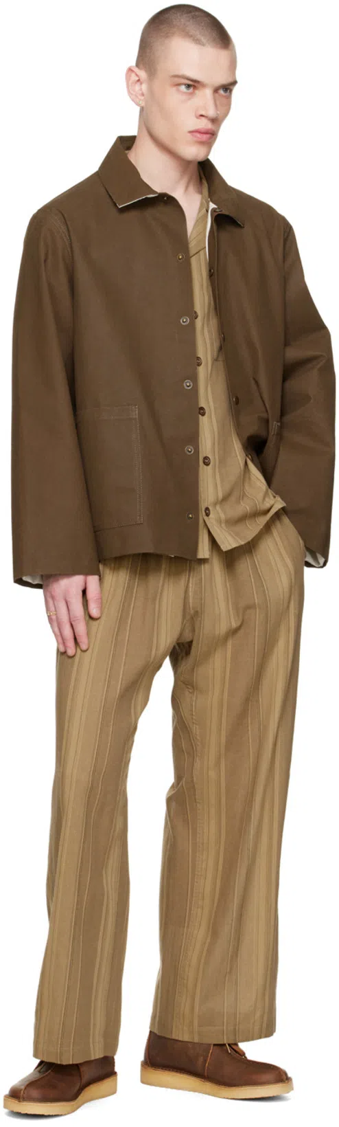 XENIA TELUNTS Brown Restful Trousers In Brown Stripe