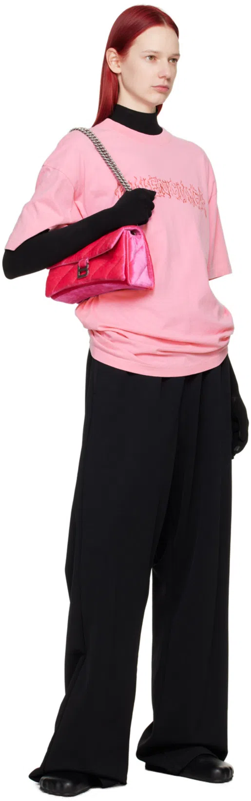 BALENCIAGA Crush Small Chain Bag In Bright Pink