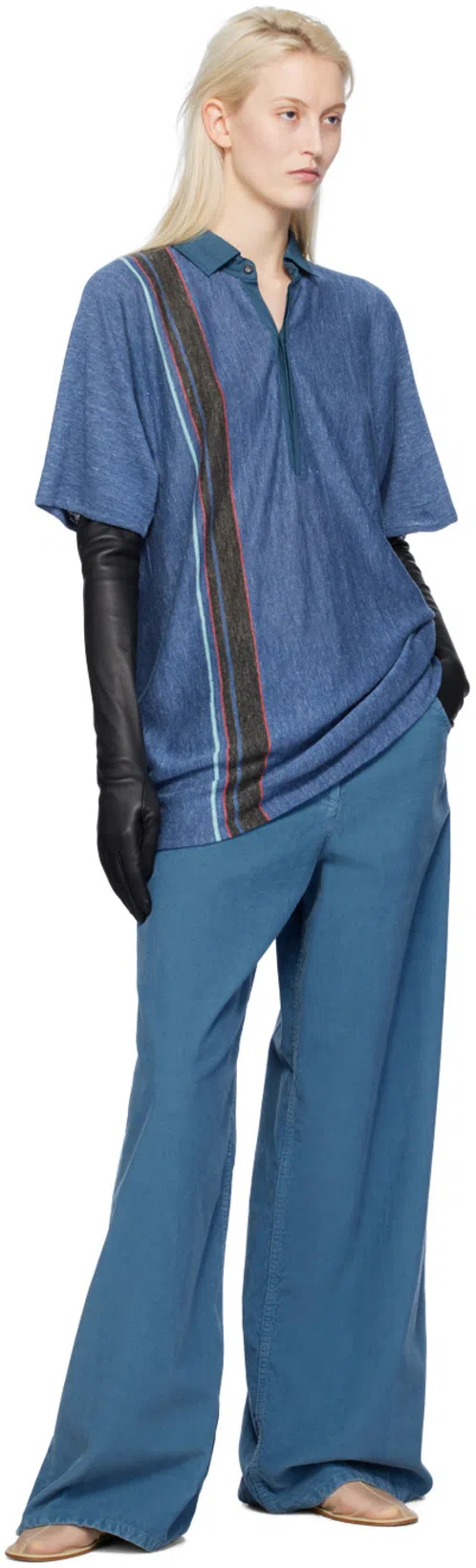 THE ROW Chan Cotton Corduroy Wide-leg Pants In Light Blue