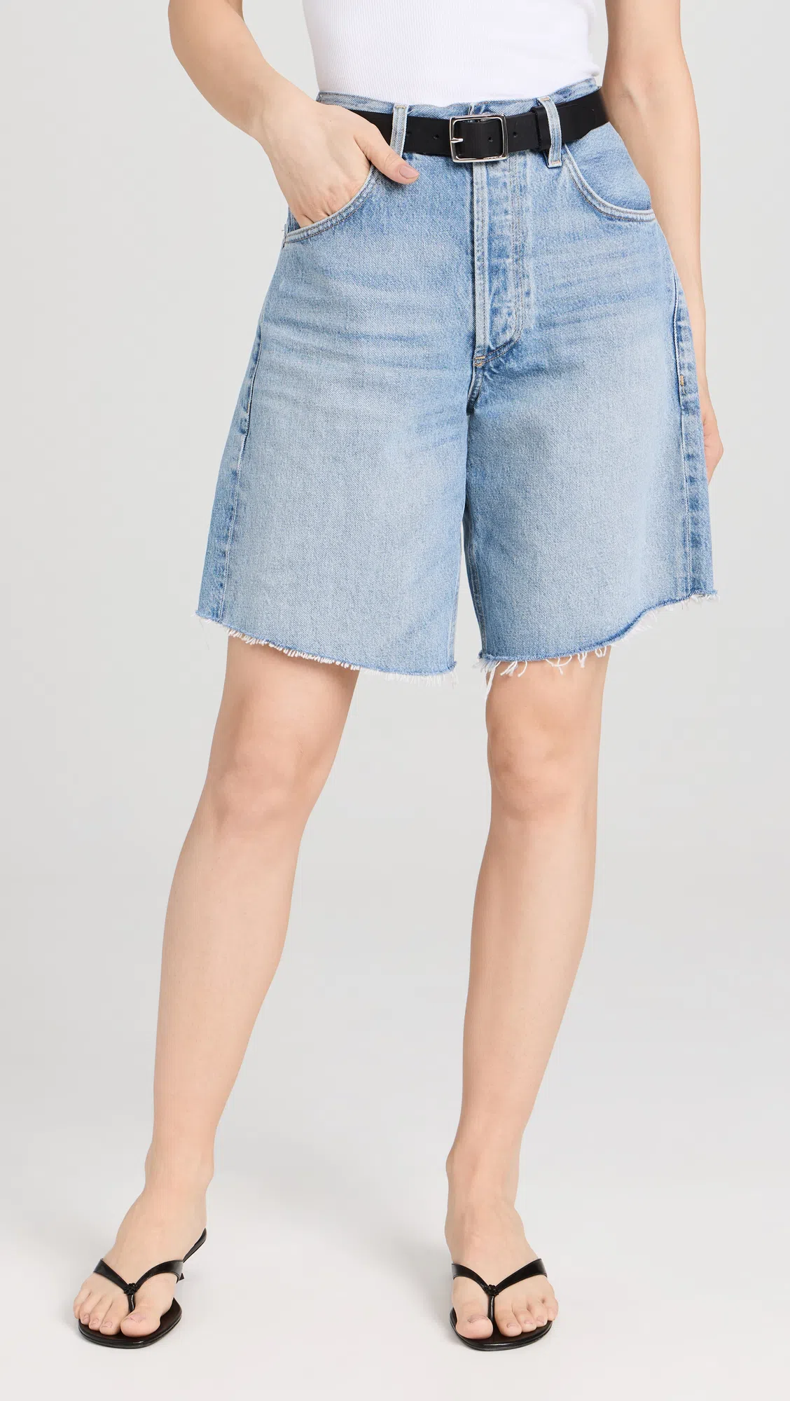 CITIZEN OF HUMANITY Citizens Of Humanity Ayla High Waist Raw Hem Cutoff Denim Bermuda Shorts In Bianca