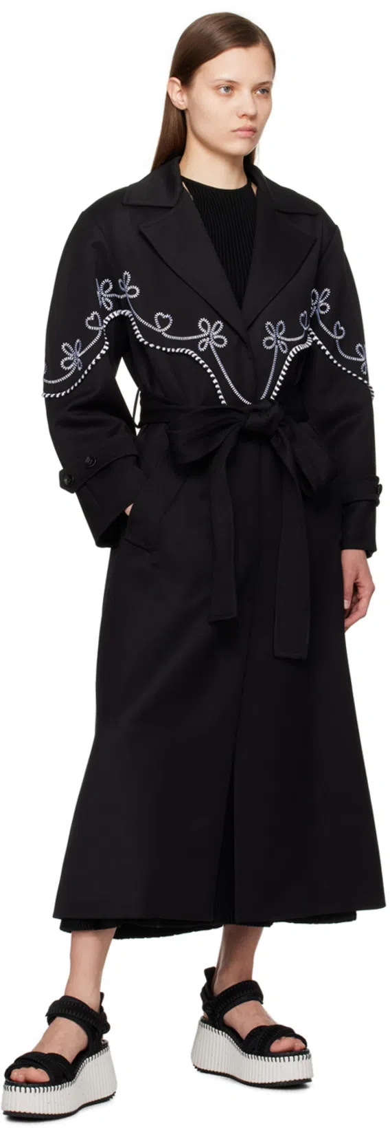 CHLOÉ Nama Stitch Ankle-strap Flatform Sandals In Black