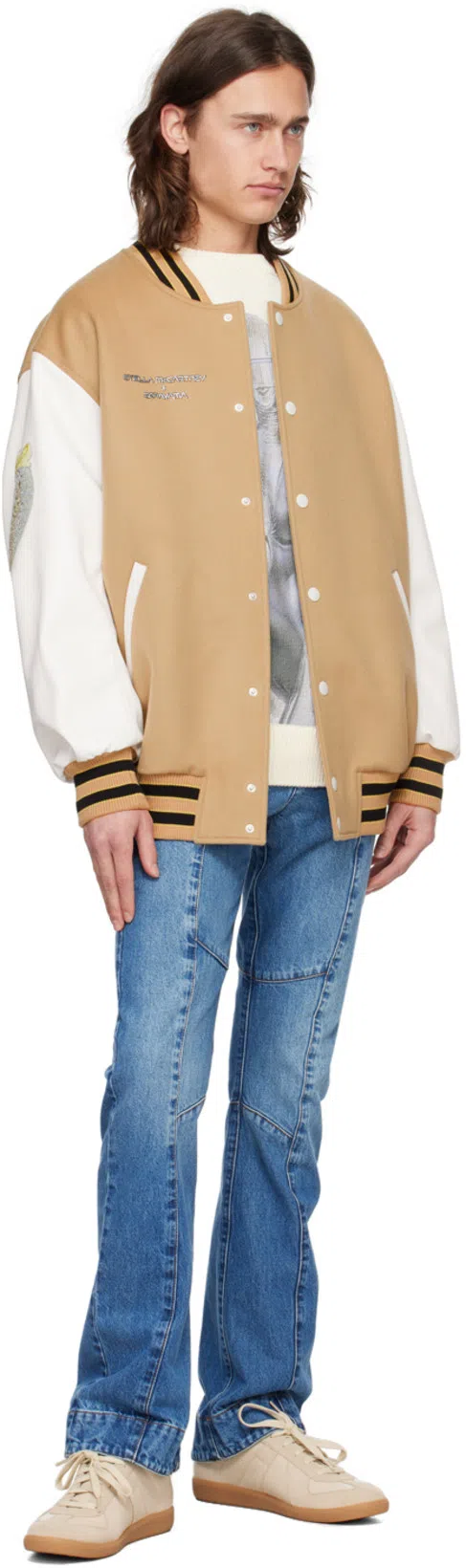 MAISON MARGIELA Beige Comb Replica Panelled Leather Low-top Trainers Eur 40 / 6 Uk In Beige_and_papyrus