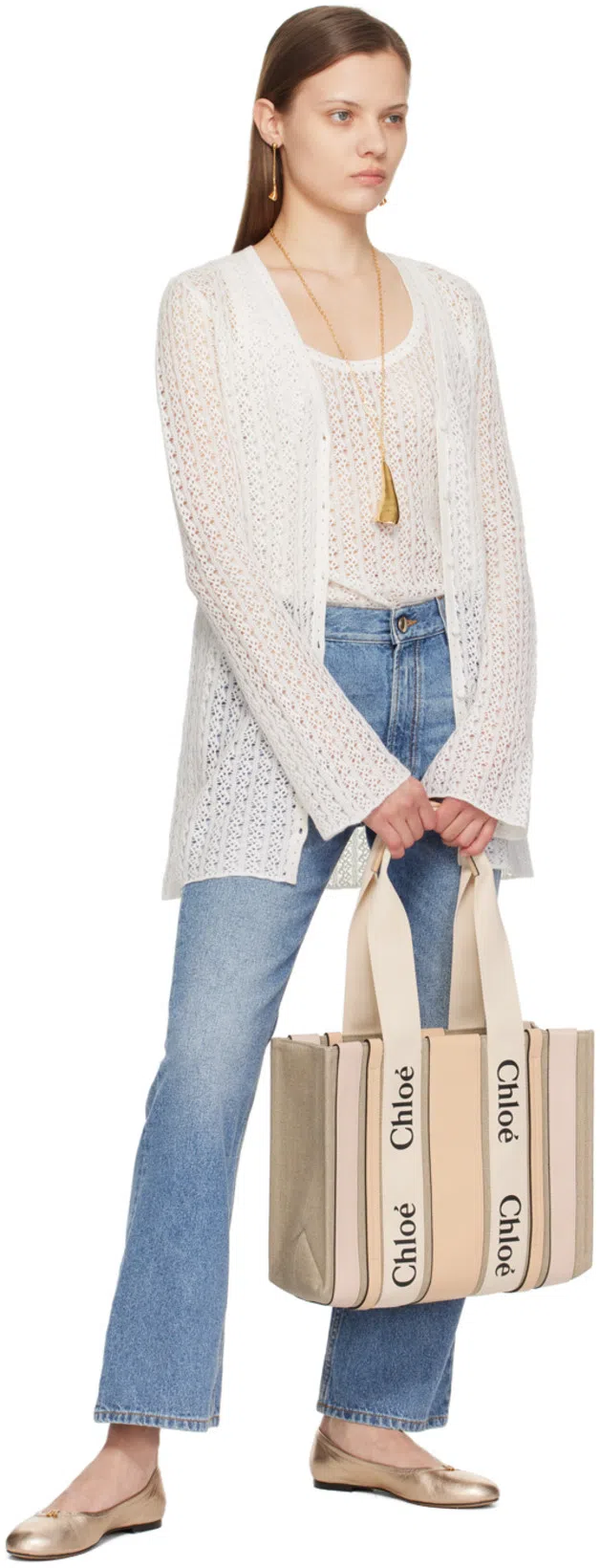 CHLOÉ Blue High Waisted Jeans With Wide Leg And Logo Patch On The Rear In Denim Woman