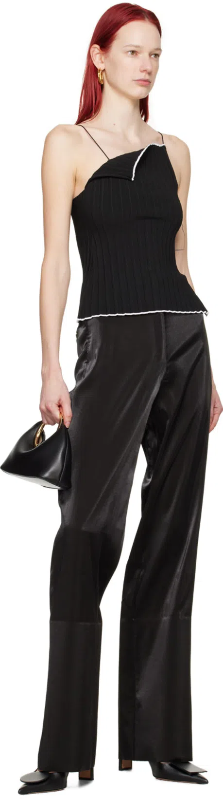 JACQUEMUS Les Duelo Plates Leather Slingback Flat In Black