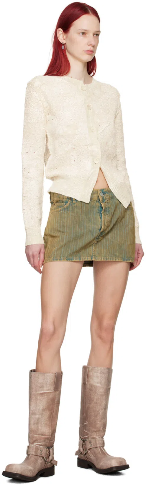 ACNE STUDIOS Beige & Blue Cord Miniskirt In Ai8 Brown/blue