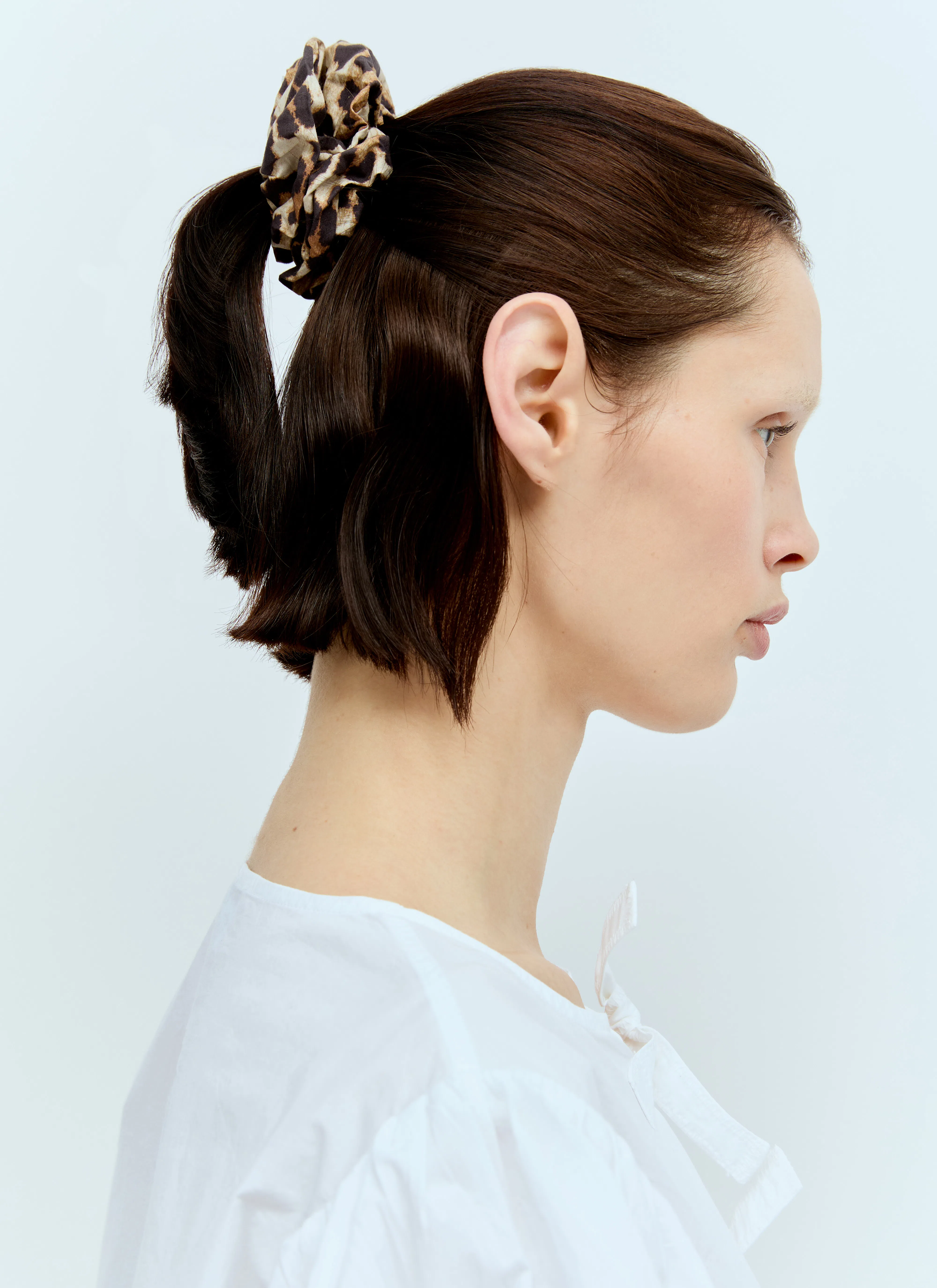 GANNI Crewneck Cotton Peplum Top Flounces In White