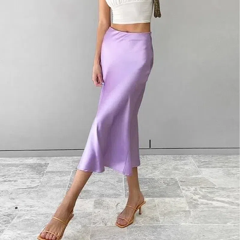 JACQUEMUS La Jupe Notte Stretch Satin Midi Skirt In White