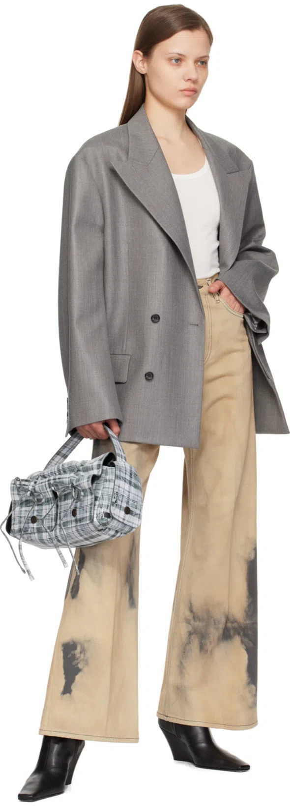 ACNE STUDIOS Womens Beige Black 2022 Smokey Straight-leg Mid-rise Jeans In Ag0 Beige/black