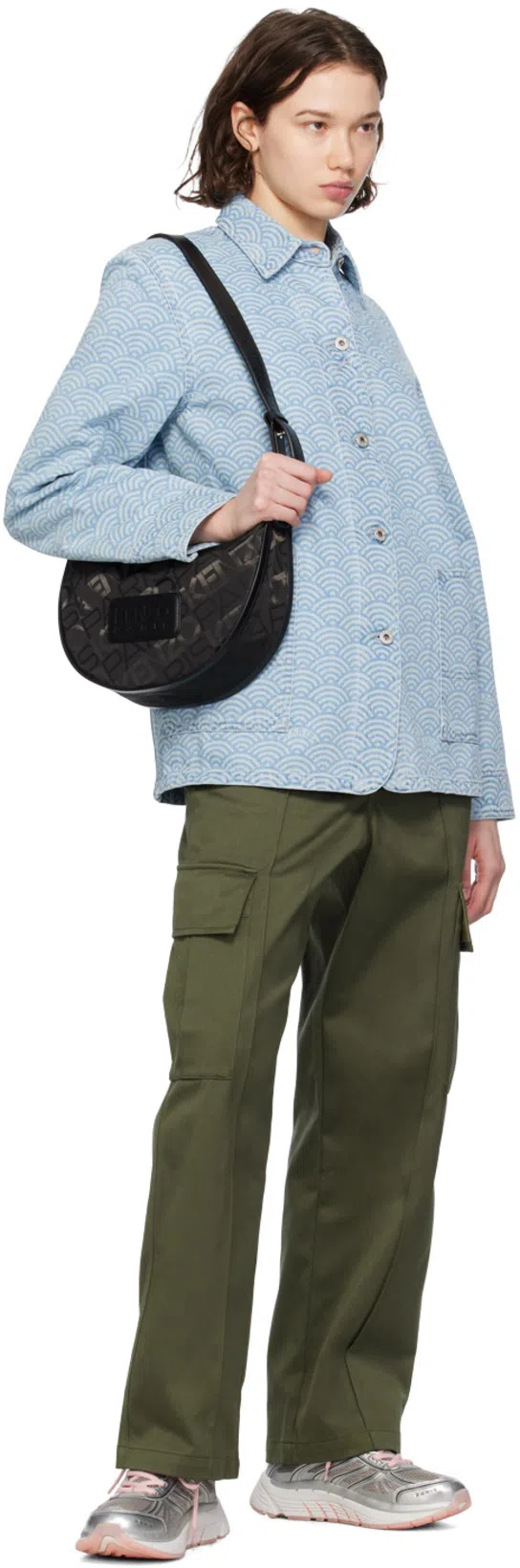 KENZO Womens Blue Denim Workwear Graphic-pattern Denim Shirt