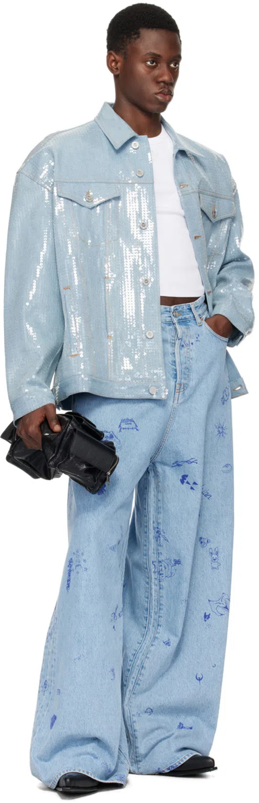 VETEMENTS Lapel Long-sleeved Denim Jacket In Blue