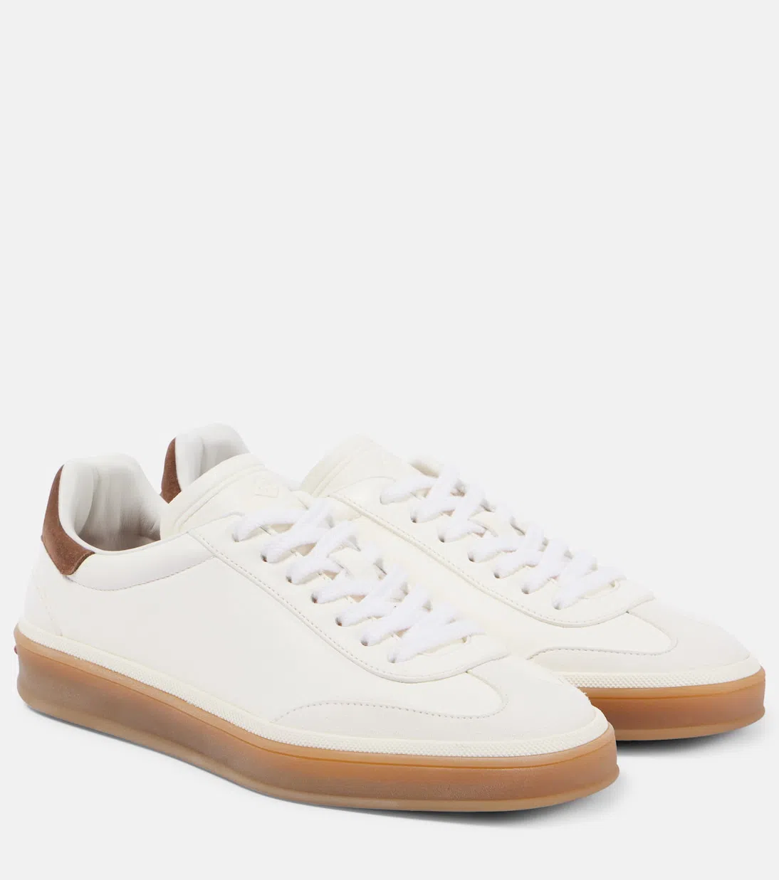 LORO PIANA Tennis Walk Suede-trimmed Leather Sneakers In White