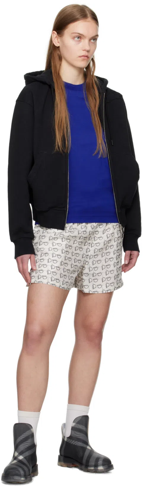 BURBERRY Black Check Pattern Heeled Boots For Women