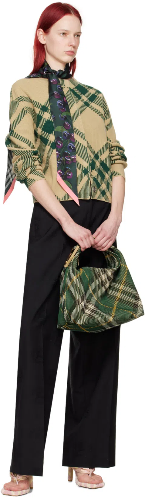 BURBERRY Tartan Fabric Thong Sandals 9cm In Cameo Ip Check