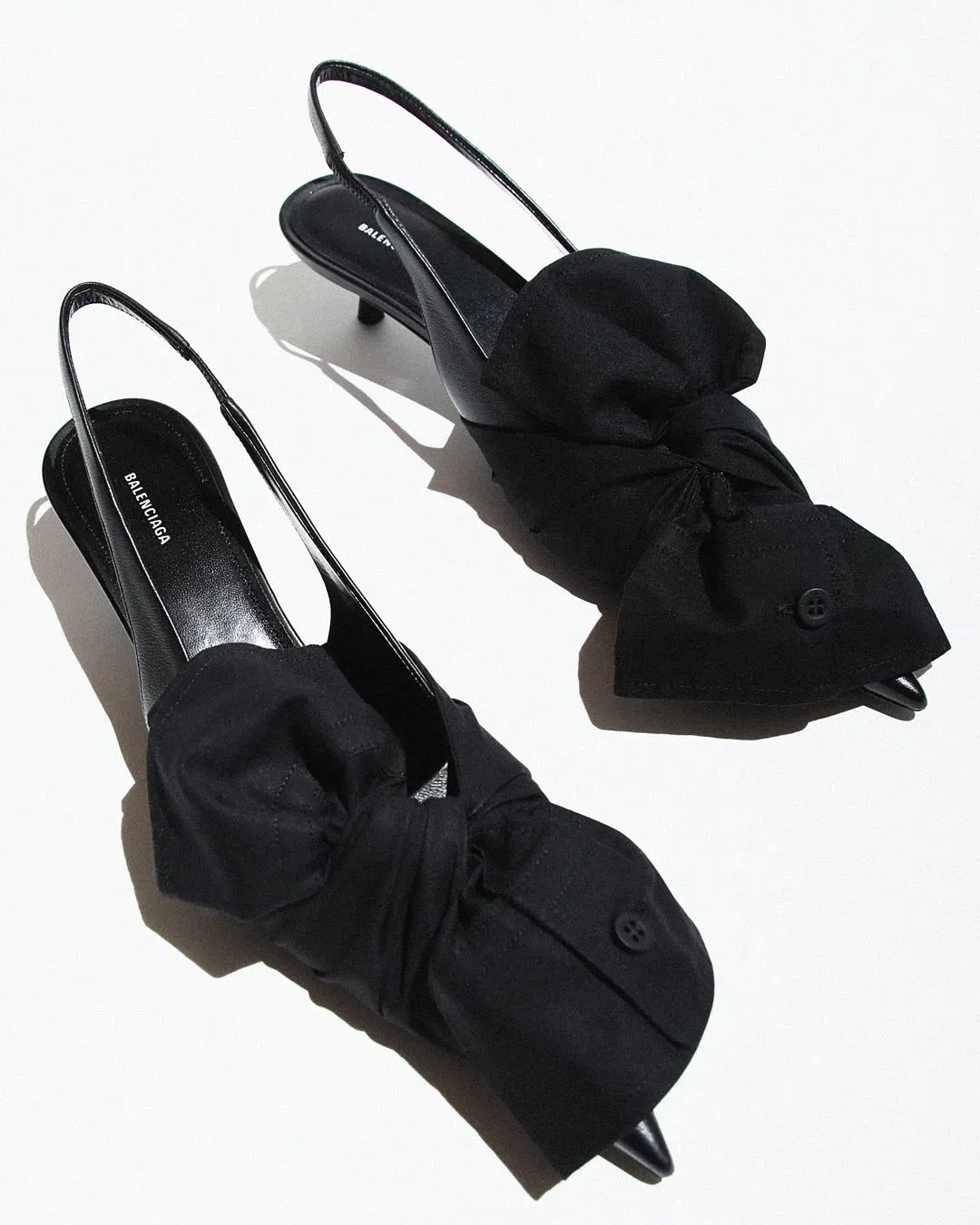 BALENCIAGA Knife Chemise 45 Leather Slingback Pumps In Black