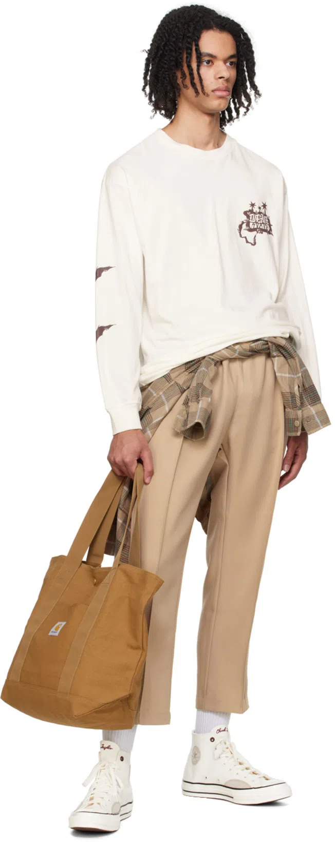 CONVERSE Logo Embroidered High Upper Board Shoes In White