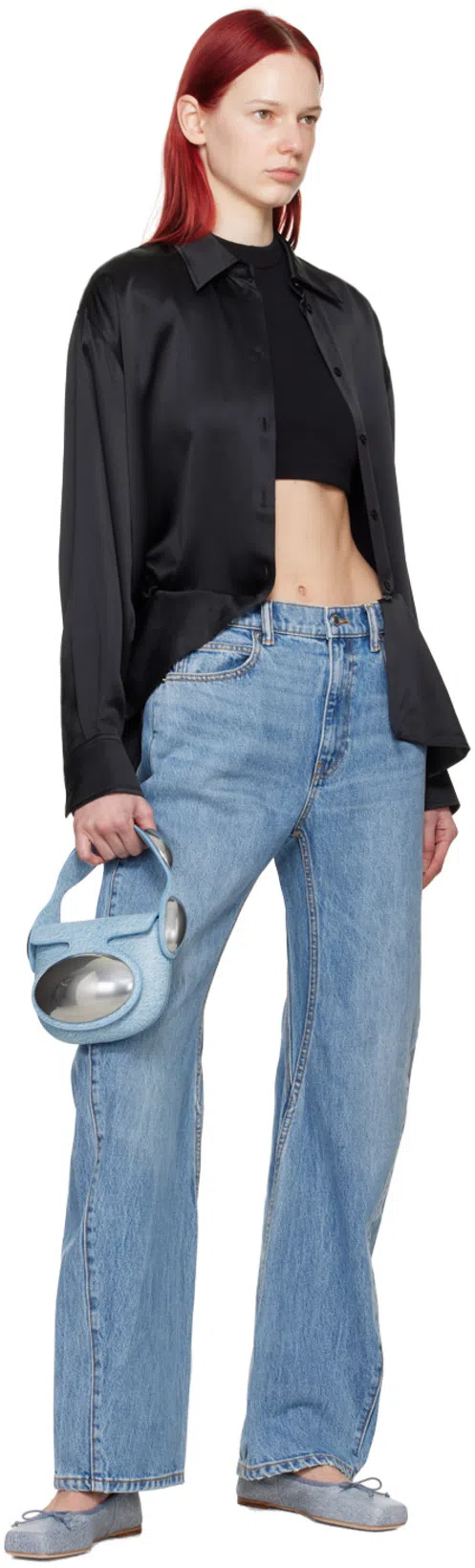 ALEXANDER WANG T T By Alexander Wang Black Stretch Nylon Sweater