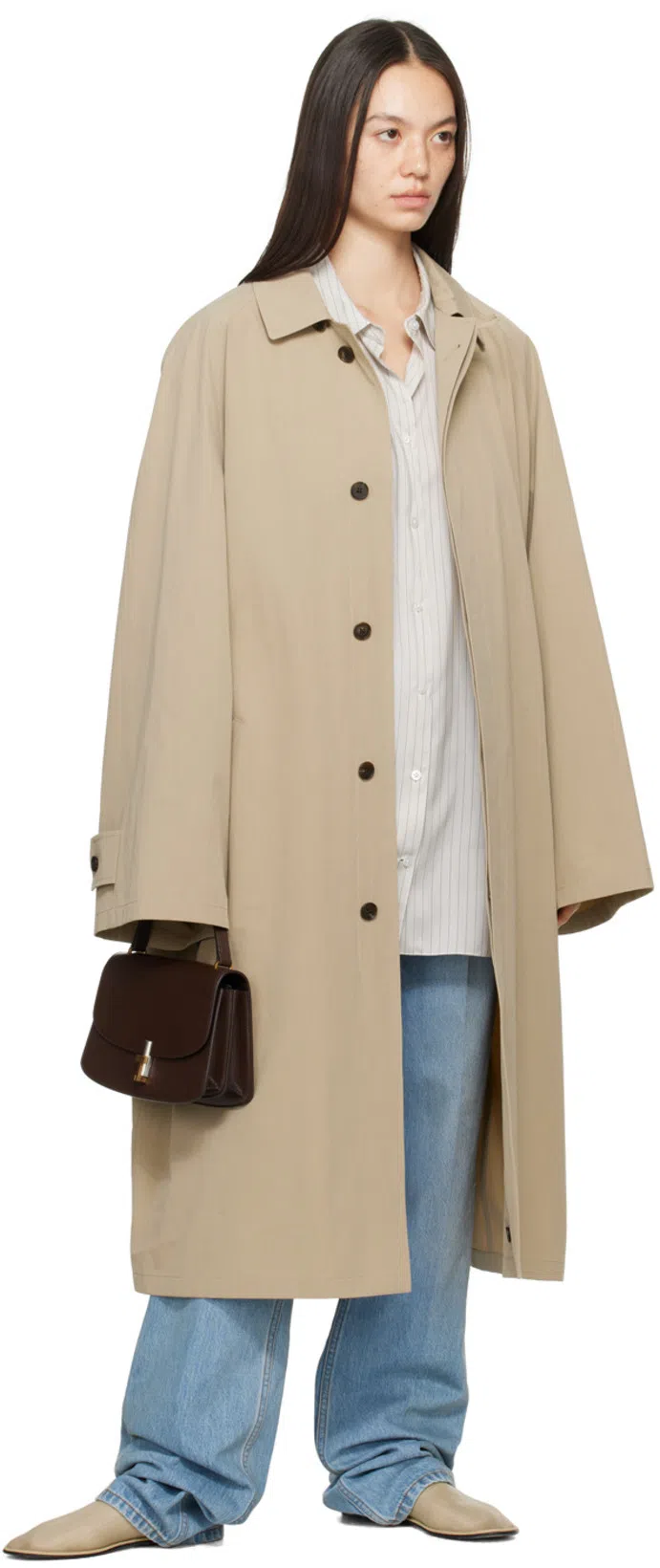 THE ROW Hugo Grey Slides In Cream