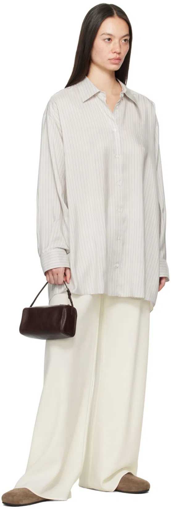 THE ROW Hugo Grey Slides In Cream