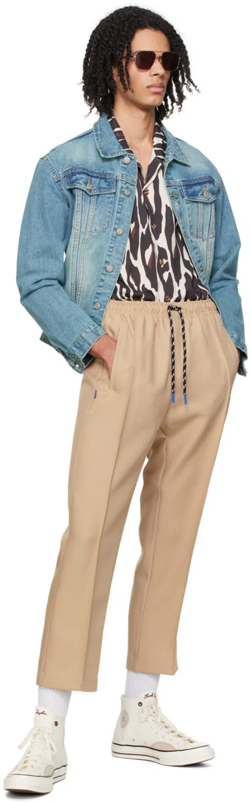 CONVERSE Logo Embroidered High Upper Board Shoes In White