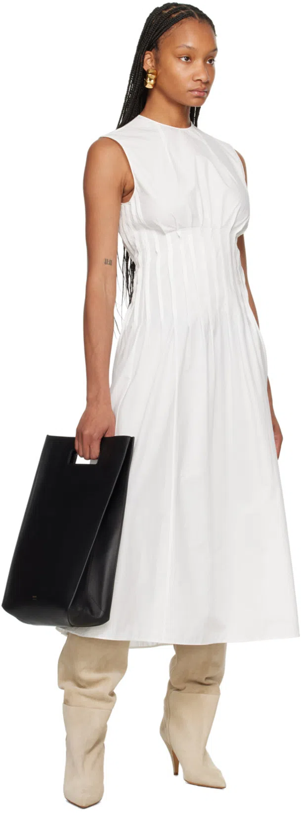 KHAITE River Suede Knee Boots In Beige